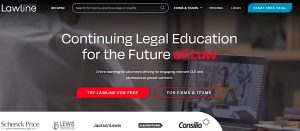 The homepage for Lawline, an organization that offers continuing legal education classes online.