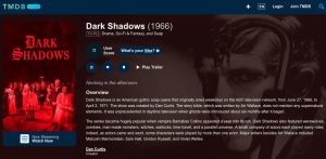 Description of Dark Shadows, a 1960s era TV show.