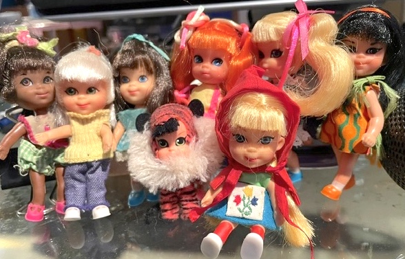 An array of late 1960s-early 1970s Liddle Kiddle dolls.