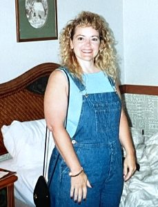 Peggy, getting ready to leave her hotel room in Hawaii.